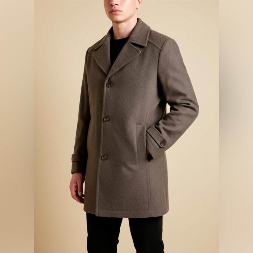 London Fog PeaCoat Jacket Mens Size Small Wool Blend Brown‎ City Preppy Quilted